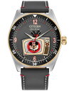 【送料無料】 シチズン メンズ 腕時計 アクセサリー Eco-Drive Men s Mickey Mouse Club Gray Leather Strap Watch 42mm Box Set Gray