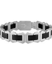 yz uo Y rv ANZT[ Men's Icon Black Ceramic Bracelet in Stainless Steel Na