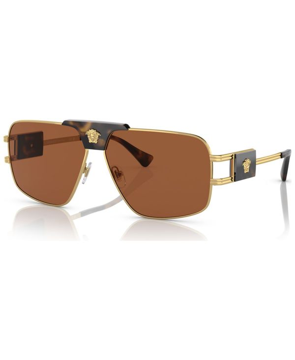 ヴェルサーチ 【送料無料】 ヴェルサーチ メンズ サングラス・アイウェア アクセサリー Men's Sunglasses, VE2251 Gold-Tone