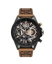 yz ABGCg Y rv ANZT[ Men's Hawker Harrier II Retrograde Chronograph Matador Edition Dark Brown Genuine Leather Strap Watch 45mm Brown