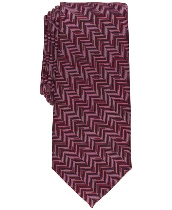 yz At@j Y lN^C ANZT[ Men's Crest Geometric-Print Slim Tie, Created for Macy's Red