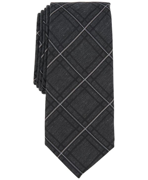 yz At@j Y lN^C ANZT[ Men's Rocky Grid Tie, Created for Macy's Charcoal