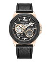 yz PlXR[ Y rv ANZT[ Men's Automatic Black Genuine Leather and Silicone Watch 45mm Black