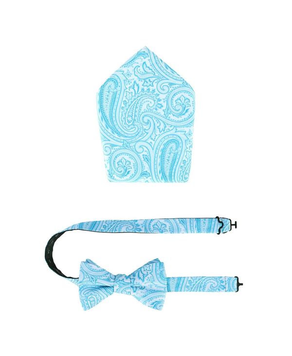 【送料無料】 トラファルガー メンズ ネクタイ アクセサリー Sobee Paisley Silk Bow Tie & Pocket Square Set Light blue