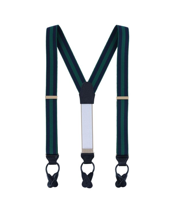 【送料無料】 トラファルガー メンズ ベルト アクセサリー Balint 38MM Striped Non Stretch Grosgrain Ribbon Button End Suspenders Green and navy