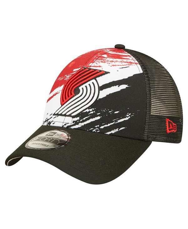 【送料無料】 ニューエラ メンズ 帽子 アクセサリー Men 039 s Black Portland Trail Blazers Marble 9FORTY Trucker Snapback Hat Black