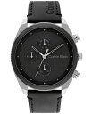 yz JoNC Y rv ANZT[ Men's Multifunction Black Leather Strap Watch 44mm Black