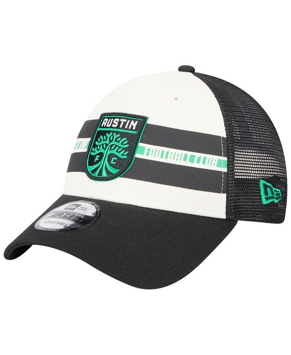 ̵ ˥塼  ˹ ꡼ Men's White, Black Austin FC Team Stripes 9FORTY Trucker Snapback Hat White, Black