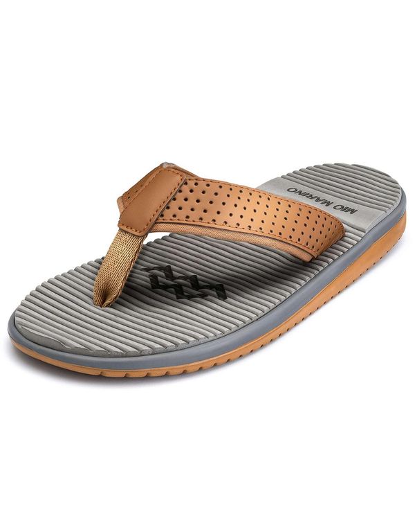 yz ~I}I Y T_ V[Y Men's Comfortable Memory Foam Flip Flops Caramel brown