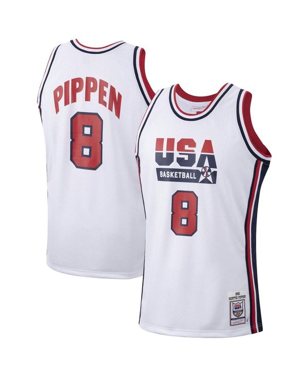 ̵ ߥå&ͥ   ȥåץ Men's Scottie Pippen White USA Basketball Authentic 1992 Jersey White