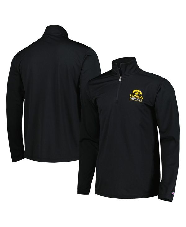 【送料無料】 チャンピオン メンズ ジャケット・ブルゾン アウター Men's Black Iowa Hawkeyes Textured Quarter-Zip Jacket Black