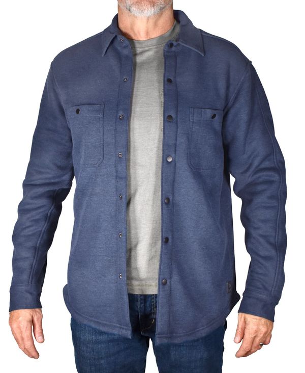 【送料無料】 ビンテージ1946 メンズ ジャケット・ブルゾン アウター Men's Spread-Collar Ribbed Fleece-Lined Shirt-Jacket Char Blue Heather