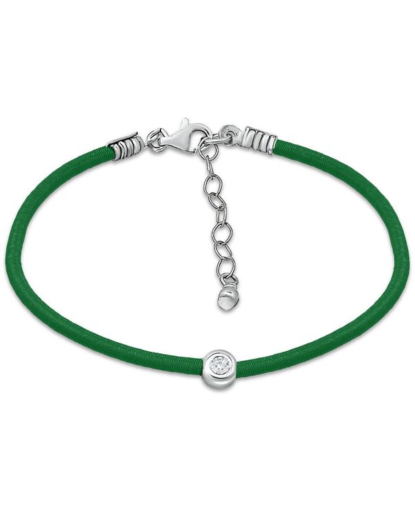 yz W[j xj[j fB[X uXbgEoOEANbg ANZT[ Cubic Zirconia Bezel Cord Ankle Bracelet in Sterling Silver GREEN