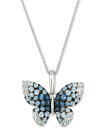 yz  @ fB[X lbNXE`[J[Ey_ggbv ANZT[ Denim Ombr&eacute; (7/8 ct. t.w.) & White Sapphire (1/3 ct. t.w.) Butterfly Pendant Necklace in 14k White Gold, 18