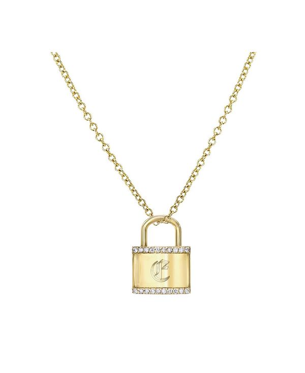 yz ]Gt fB[X lbNXE`[J[Ey_ggbv ANZT[ Diamond Accent Initial Lock Pendant Necklace in 14k Gold, 16