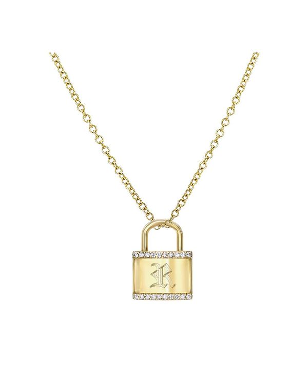 yz ]Gt fB[X lbNXE`[J[Ey_ggbv ANZT[ Diamond Accent Initial Lock Pendant Necklace in 14k Gold, 16