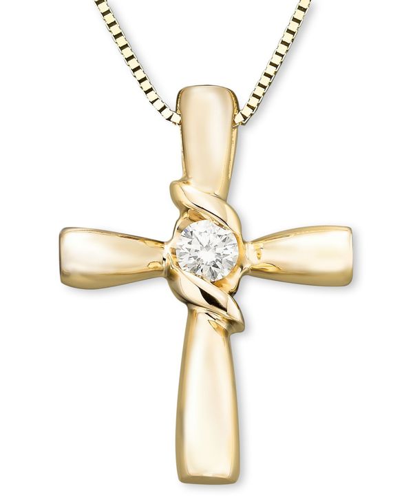 ̵ 졼 ǥ ͥå쥹硼ڥȥȥå ꡼ Diamond Cross Pendant in 14k Yellow or White Gold (1/10 ct. t.w.) Yellow Gold