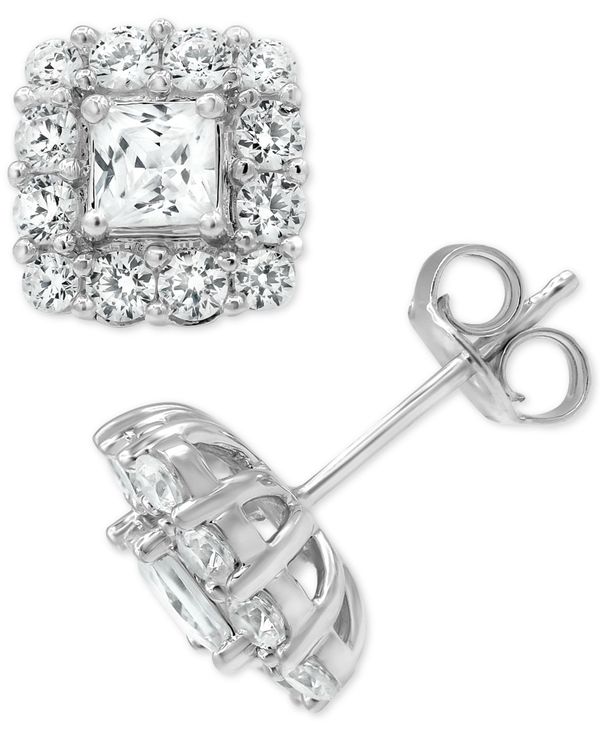 【送料無料】 マルケッサ レディース ピアス・イヤリング アクセサリー Diamond Princess Halo Stud Earrings (2 ct. t.w.) in 18k White Gold White Goldのサムネイル