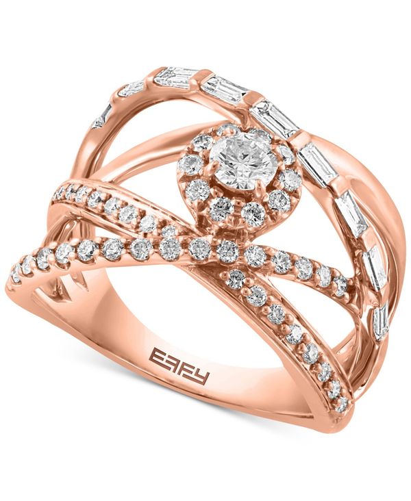 yz GtB[ fB[X O ANZT[ EFFY&reg; Diamond Openwork Crossover Statement Ring (7/8 ct. t.w.) in 14k Rose Gold Rose Gold