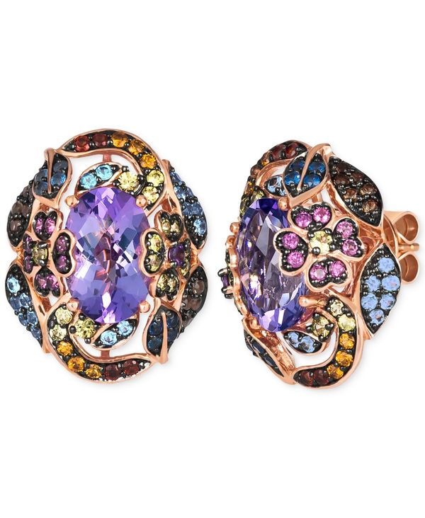 【送料無料】 ル ヴァン レディース ピアス・イヤリング アクセサリー Multi-Gemstone Floral Cluster Statement Stud Earrings (7-3/4 ct. t.w.) in 14k Rose Gold Amethyst