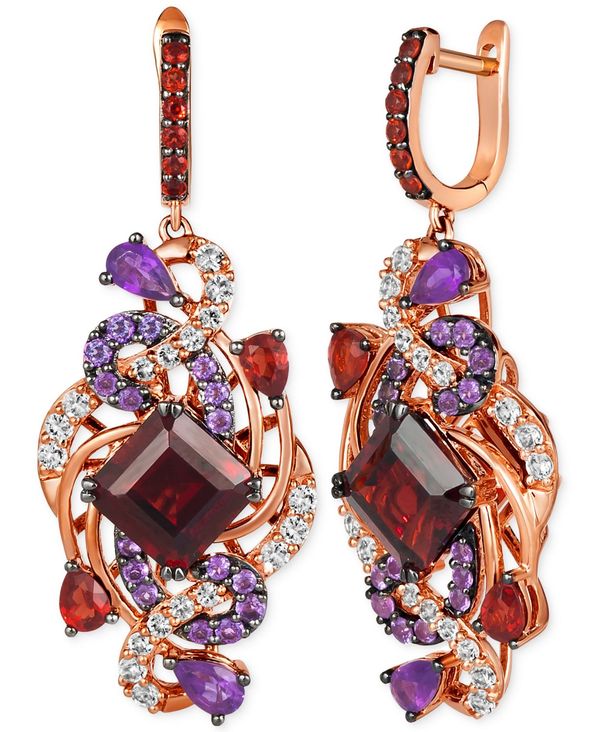 【送料無料】 ル ヴァン レディース ピアス・イヤリング アクセサリー Crazy Collection&reg; Multi-Gemstone Cluster Drop Earrings (9 ct. t.w.) in 14k Rose Gold Garnet