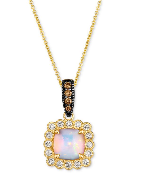 yz  @ fB[X lbNXE`[J[Ey_ggbv ANZT[ Neopolitan Opal (1-1/4 ct. t.w.) & Diamond (3/8 ct. t.w.) Halo Pendant Necklace in 14k Gold, 18