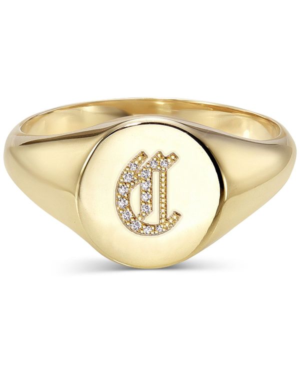 yz ]Gt fB[X O ANZT[ Diamond Initial Signet Ring (1/6 ct. t.w.) in 14k Gold C