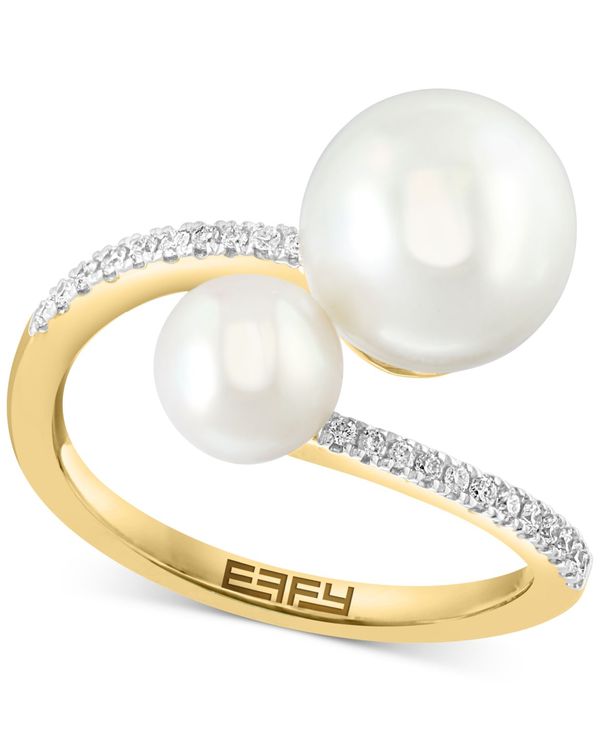 yz GtB[ fB[X O ANZT[ EFFY&reg; Freshwater Pearl (6 & 9mm) & Diamond (1/8 ct. t.w.) Bypass Ring in 14k Gold 14K Gold