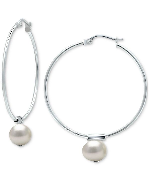 【送料無料】 ジャーニ ベルニーニ レディース ピアス・イヤリング アクセサリー Howlite Bead Wire Hoop Earrings in Sterling Silver (Also in Cultured Freshwater Pearl & Onyx), Created for Macy's Pearl