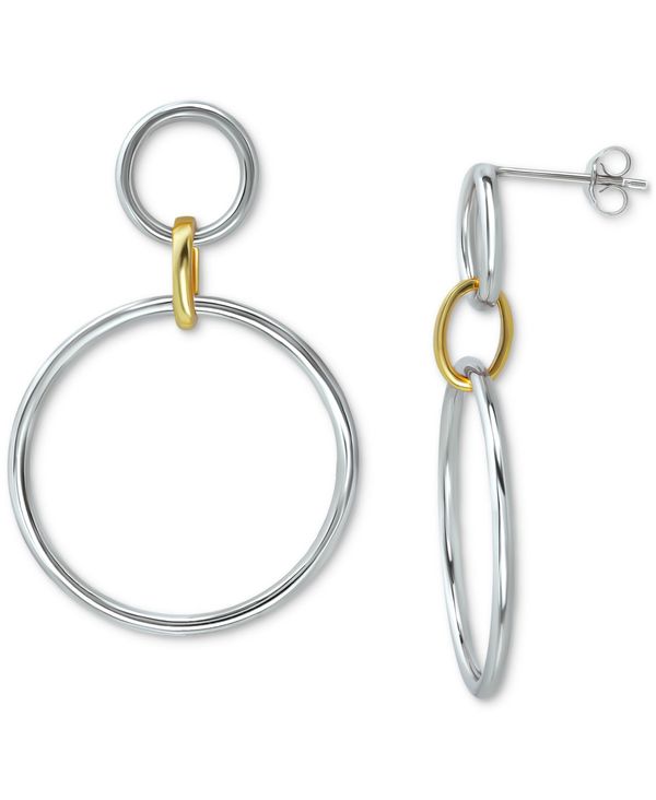 yz W[j xj[j fB[X sAXECO ANZT[ Polished Interlocking Circle Drop Earrings in Sterling Silver & 18k Gold-Plate, Created for Macy's Two-Tone