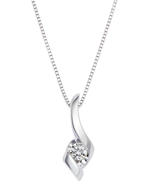 ̵ 졼 ǥ ͥå쥹硼ڥȥȥå ꡼ Diamond Swirl Pendant Necklace in 14k White Gold (1/10 ct. t.w.) No Color