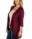 【送料無料】 24セブンコンフォート レディース ニット・セーター カーディガン アウター Elbow Length Sleeve Plus Size Open Cardigan Dark Red