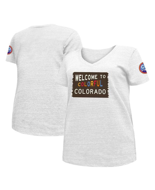 【送料無料】 ニューエラ レディース Tシャツ トップス Women 039 s White Colorado Rockies 2022 City Connect Plus Size V-Neck T-shirt White