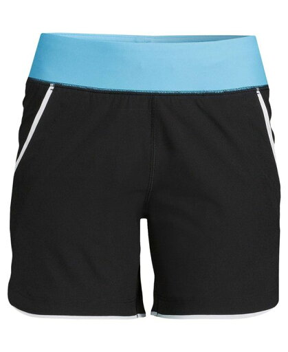 【送料無料】 ランズエンド レディース ボトムスのみ 水着 Women's Plus Size 5" Quick Dry Elastic Waist Board Shorts Swim Cover-up Shorts with Panty Black/turquoise/white 【送料無料】 ランズエンド レディース ボトムスのみ 水着 Women's Plus Size 5" Quick Dry Elastic Waist Board Shorts Swim Cover-up Shorts with Panty Black/turquoise/white