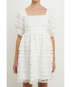 【送料無料】 エンドレスローズ レディース ワンピース トップス Women's Lace Puff Mini Dress White