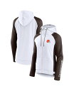  ファナティクス レディース パーカー・スウェット フーディー アウター Women's Branded White, Brown Cleveland Browns End Around Raglan Full-Zip Hoodie White, Brown