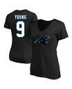 【送料無料】 ファナティクス レディース Tシャツ トップス Women's Branded Bryce Young Black Carolina Panthers Plus Size Player Name and Number V-Neck T-shirt Black