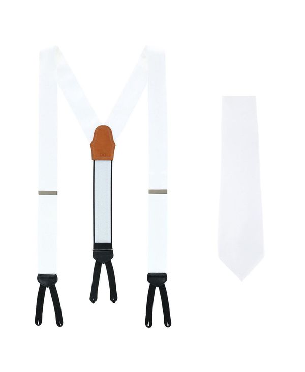 【送料無料】 トラファルガー メンズ ネクタイ アクセサリー Sutton Solid Color Silk Brace and Necktie Combo White