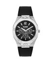 yz FTX FT[` Y rv ANZT[ Men's Multifunction Quartz Echo Park Black Leather Strap 42mm Silver