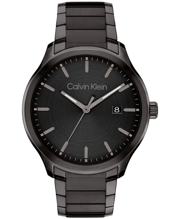 【送料無料】 カルバンクライン メンズ 腕時計 アクセサリー Men's 3H Quartz Black Stainless Steel Bracelet Watch 43mm Black