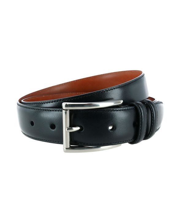  トラファルガー メンズ ベルト アクセサリー Men's Lorenzo 32mm Dropped Edge Leather Dress Belt Black