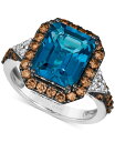 【送料無料】 ル ヴァン レディース リング アクセサリー Couture Deep Sea Blue Topaz (5 ct. t.w.), Chocolate Diamonds (3/4 ct. t.w.) & Nude Diamonds (1/10 ct. t.w.) Square Halo Ring in Platinum No Color