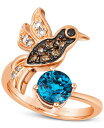 【送料無料】 ル ヴァン レディース リング アクセサリー Deep Sea Blue Topaz (1-3/8 ct. t.w.) & Diamond (1/3 ct. t.w.) Hummingbird Ring in 14k Rose Gold No Color