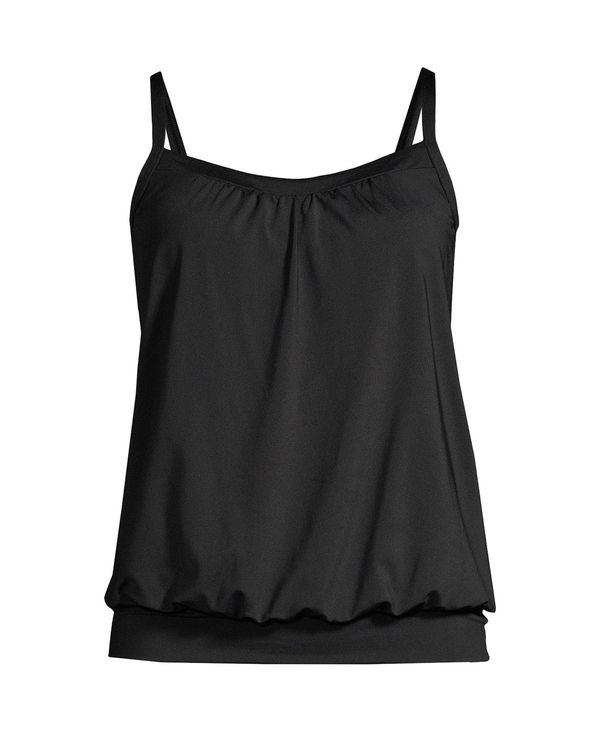 ̵ 󥺥 ǥ ȥåפΤ  Women's DDD-Cup Blouson Tummy Hiding Tankini Swimsuit Top Adjustable Straps Black