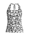 【送料無料】 ランズエンド レディース トップのみ 水着 Women's Square Neck Halter Tankini Swimsuit Top Black havana floral