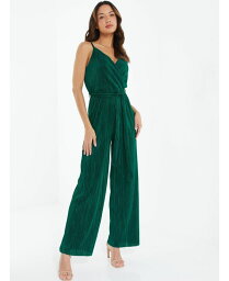 【送料無料】 クイズ レディース ジャンプスーツ トップス Women's Plisse Palazzo Jumpsuit Green