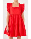 【送料無料】 イングリッシュファクトリー レディース ワンピース トップス Women 039 s Ruffled Dress with Smocking Detail Red