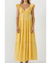 【送料無料】 フリーザロージズ レディース ワンピース トップス Women's Maxi Sweetheart Dress With Raw Edge Details Yellow