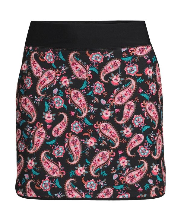 【送料無料】 ランズエンド レディース ボトムスのみ 水着 Women's Quick Dry Elastic Waist Active Board Skort Swim Skirt Black multi paisley floral