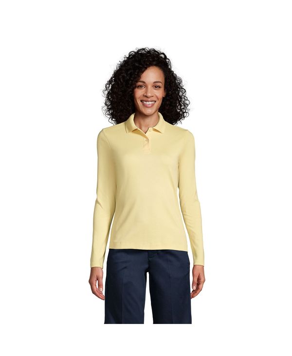 ランズエンド レディース トップス シャツ ポロシャツ ミニ Lands' End Women's School Uniform Long Sleeve Feminine Fit Interlock Polo Shirt Maize